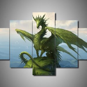 Dragon 7 - Abstract Animal 5 Panel Canvas Art Wall Decor