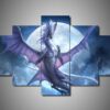 Dragon 8 - Abstract Animal 5 Panel Canvas Art Wall Decor