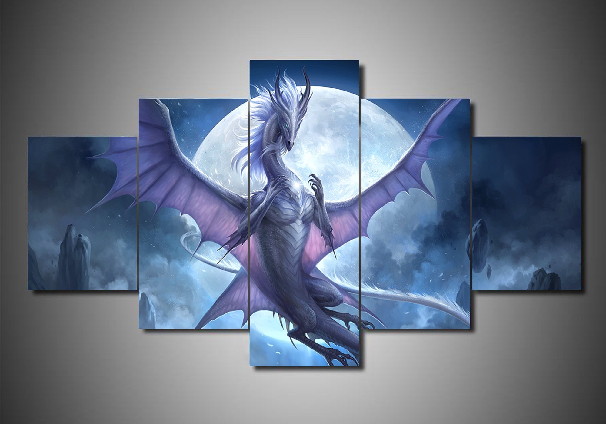 Dragon 8 - Abstract Animal 5 Panel Canvas Art Wall Decor Dragon 8 - Abstract Animal 5 Panel Canvas Art Wall Decor