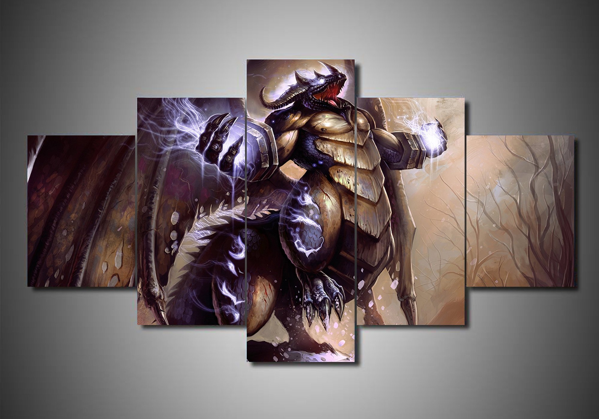 Dragon 9 - Abstract 5 Panel Canvas Art Wall Decor Dragon 9 - Abstract 5 Panel Canvas Art Wall Decor