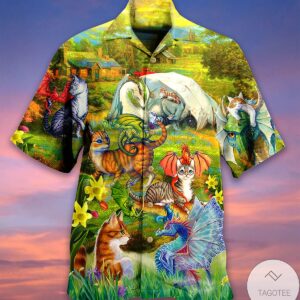 Dragon And Cats Love Life Hawaiian Shirt