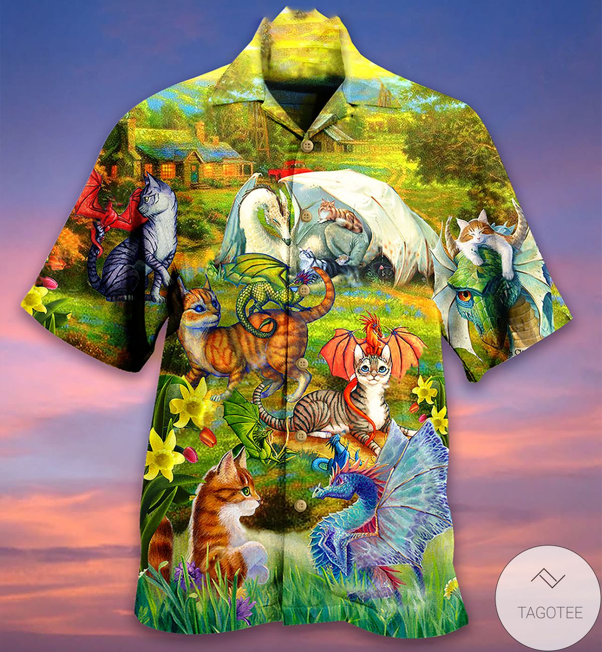 Dragon And Cats Love Life Hawaiian Shirt Dragon And Cats Love Life Hawaiian Shirt