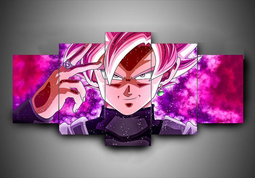 Dragon Ball Goku Black Super Saiyan Rose Anime - 5 Panel Canvas Art Wall Decor Dragon Ball Goku Black Super Saiyan Rose Anime - 5 Panel Canvas Art Wall Decor