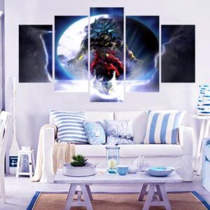 Dragon Ball In Action Fight - Anime 5 Panel Canvas Art Wall Decor