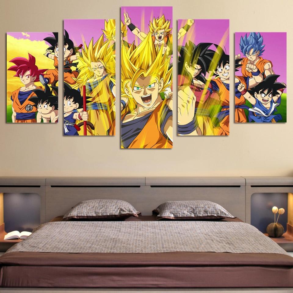 Dragon Ball Morale - Cartoon 5 Panel Canvas Art Wall Decor Dragon Ball Morale - Cartoon 5 Panel Canvas Art Wall Decor