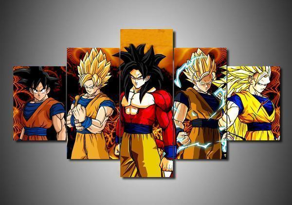 Dragon Ball Songuku Ssj - Anime 5 Panel Canvas Art Wall Decor Dragon Ball Songuku Ssj - Anime 5 Panel Canvas Art Wall Decor