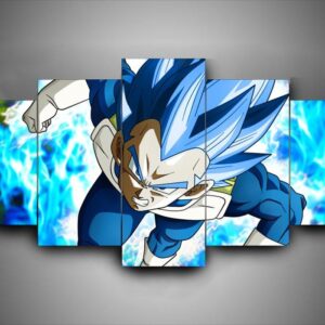 Dragon Ball Super- Vegeta Saiyan Blue - Anime 5 Panel Canvas Art Wall Decor
