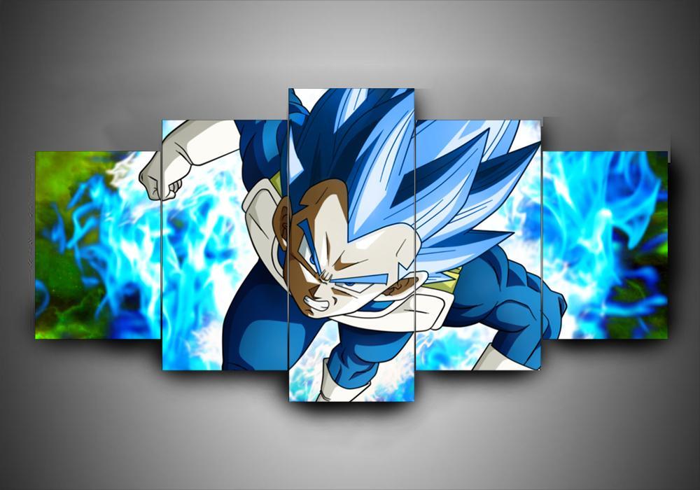 Dragon Ball Super- Vegeta Saiyan Blue - Anime 5 Panel Canvas Art Wall Decor Dragon Ball Super- Vegeta Saiyan Blue - Anime 5 Panel Canvas Art Wall Decor