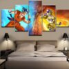 Dragon Ball Two Characters Fighting 1 - Anime 5 Panel Canvas Art Wall Decor