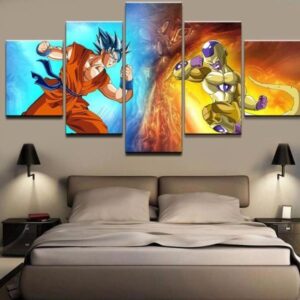 Dragon Ball Two Characters Fighting 1 - Anime 5 Panel Canvas Art Wall Decor