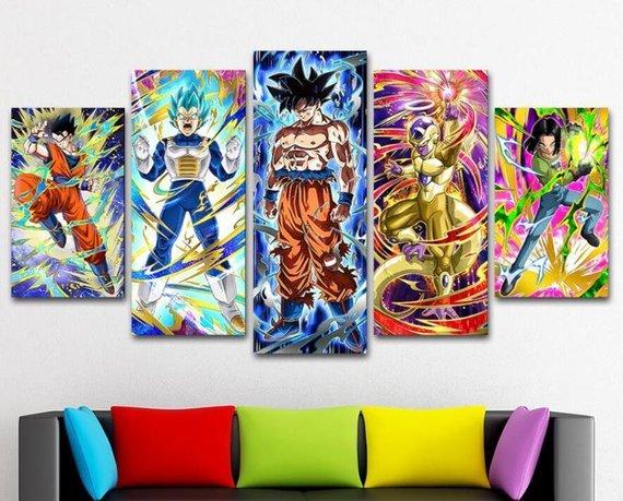 Dragon Ball Z Anime 5 - Anime 5 Panel Canvas Art Wall Decor Dragon Ball Z Anime 5 - Anime 5 Panel Canvas Art Wall Decor