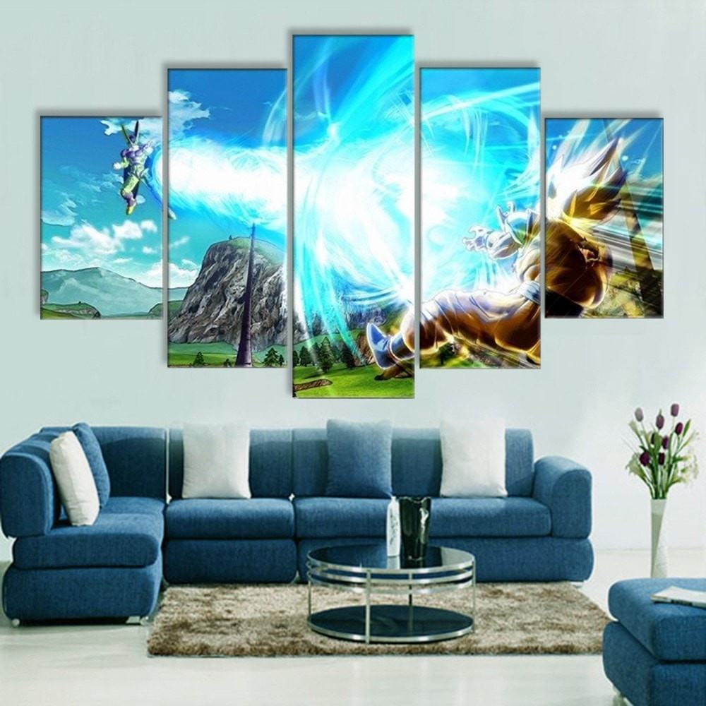 Dragon Ball Z Fight Scene - Anime 5 Panel Canvas Art Wall Decor Dragon Ball Z Fight Scene - Anime 5 Panel Canvas Art Wall Decor