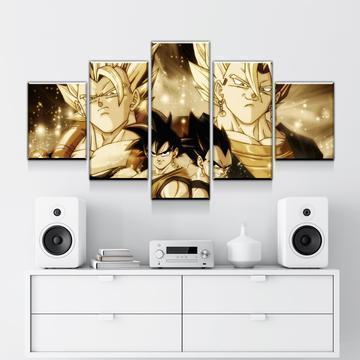 Dragon Ball Z: Goku And Vegeta Golden Anime - 5 Panel Canvas Art Wall Decor Dragon Ball Z: Goku And Vegeta Golden Anime - 5 Panel Canvas Art Wall Decor