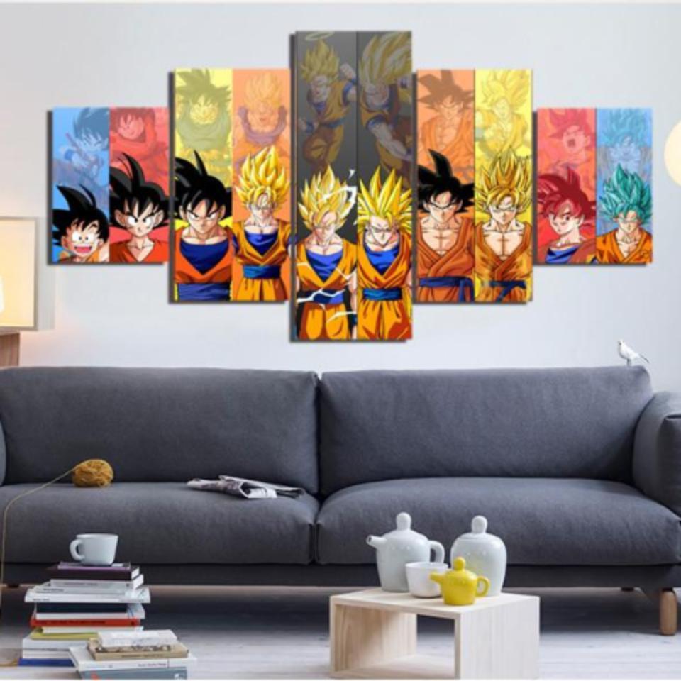 Dragon Ball Z Goku Evolution Cartoon - Anime 5 Panel Canvas Art Wall Decor Dragon Ball Z Goku Evolution Cartoon - Anime 5 Panel Canvas Art Wall Decor