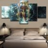 Dragon Ball Z Goku Fighting - Anime 5 Panel Canvas Art Wall Decor