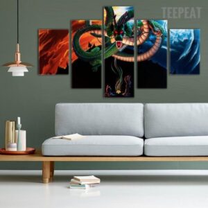 Dragon Ball Z : Shenron’S Wish 1 - Anime 5 Panel Canvas Art Wall Decor