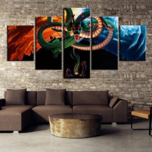 Dragon Ball Z Shenron’S Wish - Anime 5 Panel Canvas Art Wall Decor