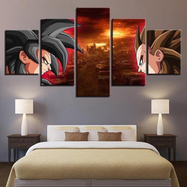 Dragon Ball Z Super Saiyan - Anime 5 Panel Canvas Art Wall Decor Dragon Ball Z Super Saiyan - Anime 5 Panel Canvas Art Wall Decor