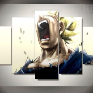Dragon Ball Z Vegeta Transformation - Anime 5 Panel Canvas Art Wall Decor