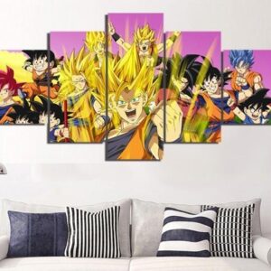 Dragon Ball z Goku 01 - Cartoon 5 Panel Canvas Art Wall Decor