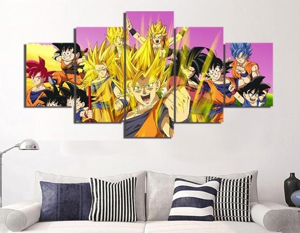 Dragon Ball z Goku 01 - Cartoon 5 Panel Canvas Art Wall Decor Dragon Ball z Goku 01 - Cartoon 5 Panel Canvas Art Wall Decor