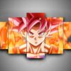 Dragon Ball - Goku Saiyan God - Anime 5 Panel Canvas Art Wall Decor