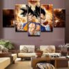 Dragon Balls: San Goku And Vegeta - Anime 5 Panel Canvas Art Wall Decor