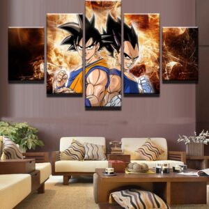 Dragon Balls: San Goku And Vegeta - Anime 5 Panel Canvas Art Wall Decor