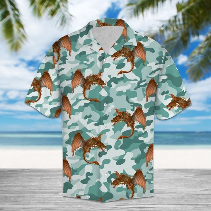 Dragon Camo Hawaiian Shirt Summer Button Up Dragon Camo Hawaiian Shirt Summer Button Up