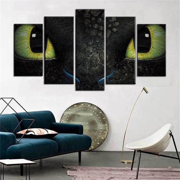 Dragon Toothless Cartoon - 5 Panel Canvas Art Wall Decor Dragon Toothless Cartoon - 5 Panel Canvas Art Wall Decor