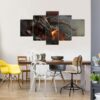Dragon With Warrior - Gaming 5 Panel Canvas Art Wall Decor
