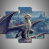 Dragon - Abstract Animal 5 Panel Canvas Art Wall Decor
