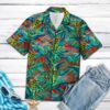 Dragonfly Floral Pattern Hawaiian Shirt Summer Button Up
