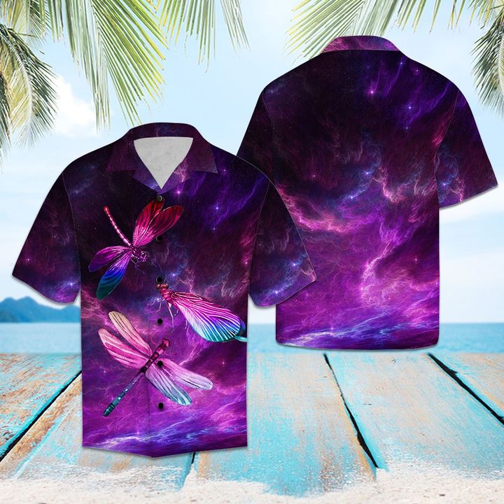 Dragonfly Purple Light Hawaiian Shirt Summer Button Up Dragonfly Purple Light Hawaiian Shirt Summer Button Up