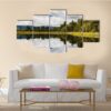 Dramtic Reflections On Lake Matheson - Nature 5 Panel Canvas Art Wall Decor