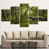 Dream Green Forest Animal Deer - Abstract Animal 5 Panel Canvas Art Wall Decor