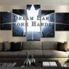 Dream Hard Work Harder - Music 5 Panel Canvas Art Wall Decor