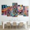Dreamcatcher Woman Girl - Abstract 5 Panel Canvas Art Wall Decor