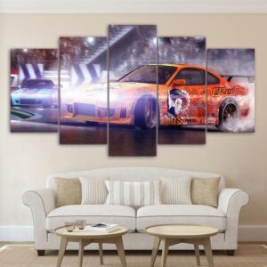 Drifting Drift Racing - Automative 5 Panel Canvas Art Wall Decor