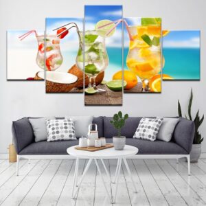 Drink 9 - Kitchen 5 Panel Canvas Art Wall Decor