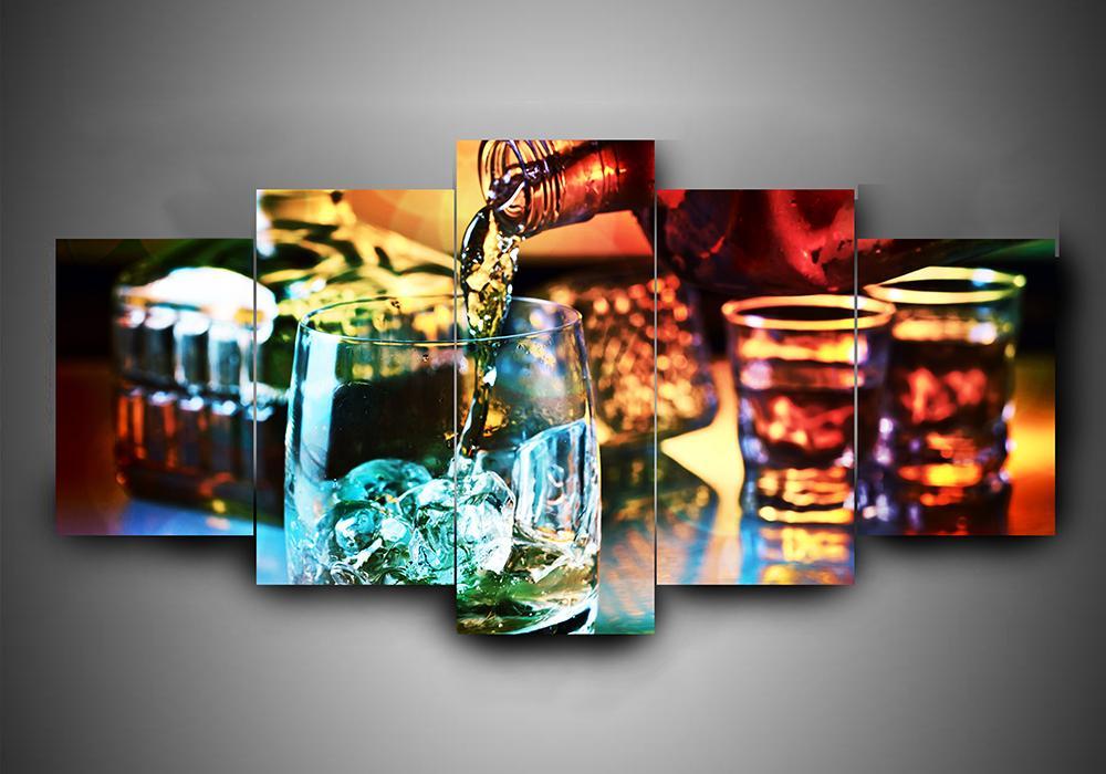 Drinking 1 - Wine 5 Panel Canvas Art Wall Decor Drinking 1 - Wine 5 Panel Canvas Art Wall Decor