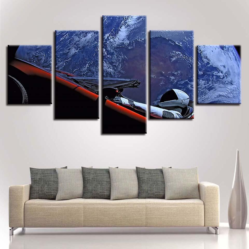 Driving Astronaust - Space 5 Panel Canvas Art Wall Decor Driving Astronaust - Space 5 Panel Canvas Art Wall Decor