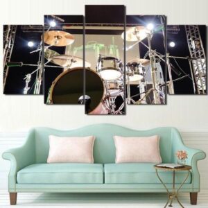 Drum Music Instrument Stage Light Music 5 Panel Canvas Art Wall Decor