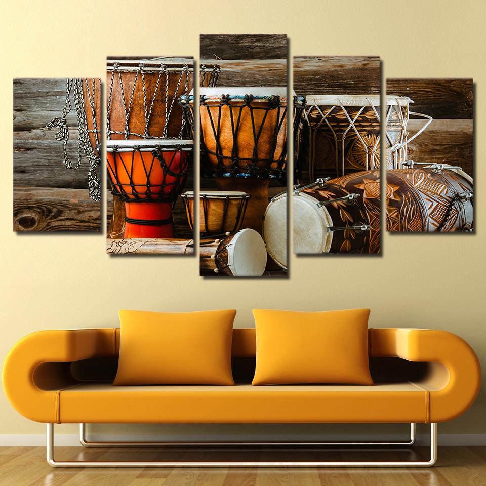 Drum Music Instrument Vintage - Music 5 Panel Canvas Art Wall Decor Drum Music Instrument Vintage - Music 5 Panel Canvas Art Wall Decor