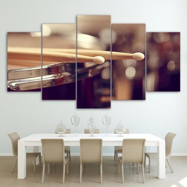 Drum & Sticks - Music 5 Panel Canvas Art Wall Decor Drum & Sticks - Music 5 Panel Canvas Art Wall Decor