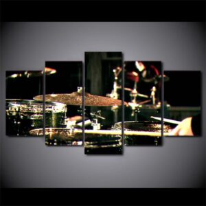 Drums And Cymbals Musical Instrument 1 - Music 5 Panel Canvas Art Wall Decor