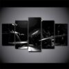 Drums And Cymbals - Black White And Gray - Music 5 Panel Canvas Art Wall Decor