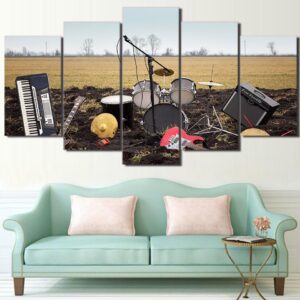 Drums Guitar - Music 5 Panel Canvas Art Wall Decor