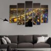 Dubai Marina At Night - Nature 5 Panel Canvas Art Wall Decor
