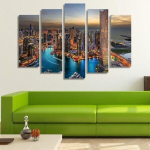 Dubai Marina - Nature 5 Panel Canvas Art Wall Decor